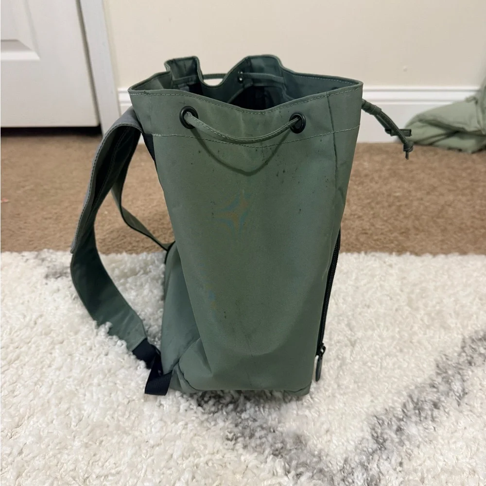 L.L. Bean olive green backpack with black trim